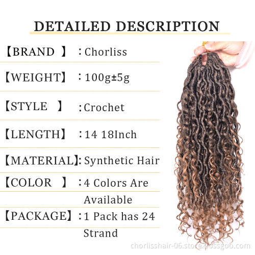 New Pre Looped Bohemian River Goddess Locs Ombre Color Curly Wavy Synthetic Crochet Braids Twist Braiding Goddess Faux Locs Hair